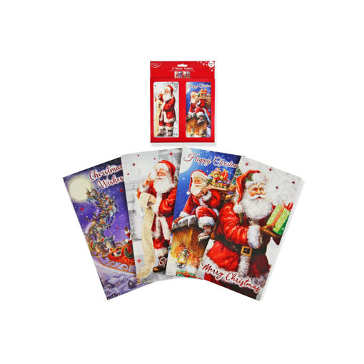 Picture of MONEY WALLET 4PK SANTA TRADITIONAL